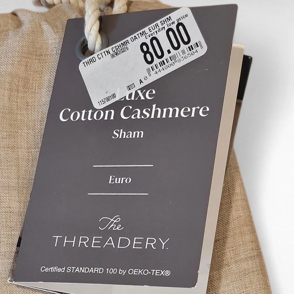 The Threadery Luxe Cotton Cashmere Euro Sham Oatmeal 26